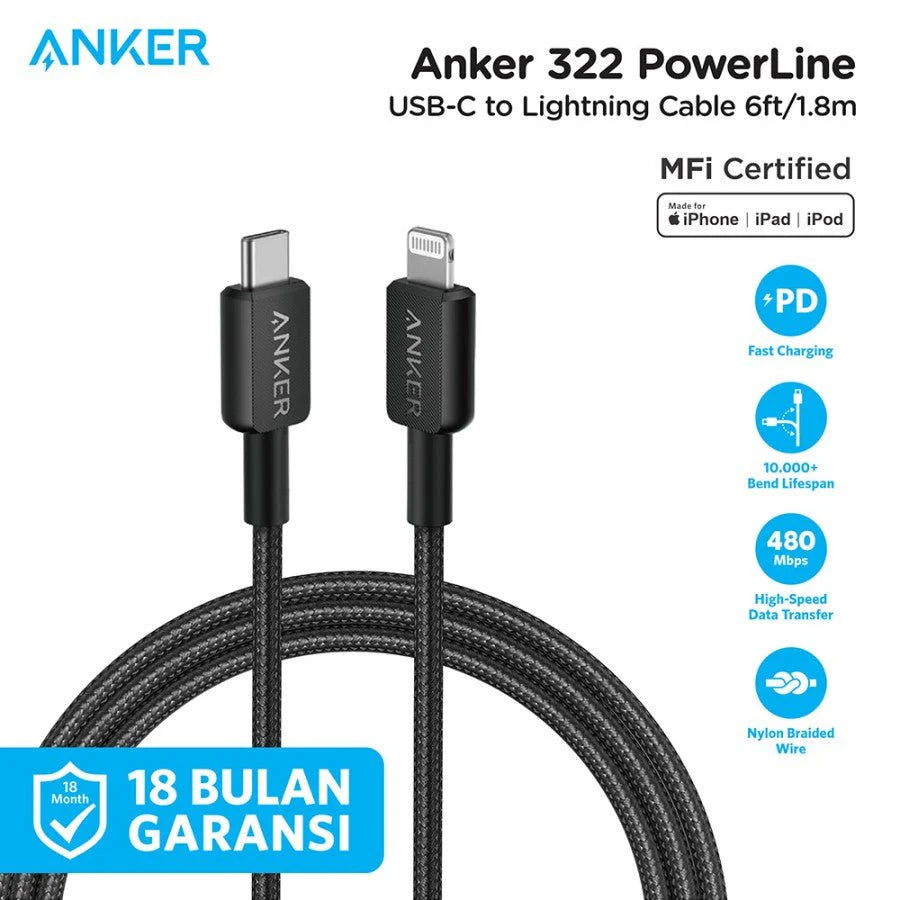 Anker cable 322-C to lighting (3ft Braided)